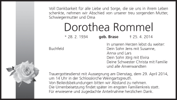 Anzeige von Dorothea Rommel von MGO
