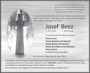 Anzeige von Josef Beez von MGO