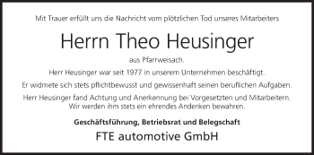 Anzeige von Theodor Heusinger von MGO