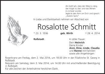 Anzeige von Rosalotte Schmitt von MGO