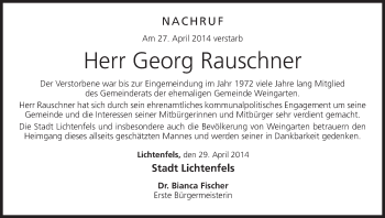 Anzeige von Georg Rauschner von MGO