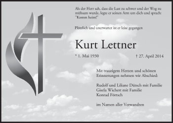 Anzeige von Kurt Lettner von MGO