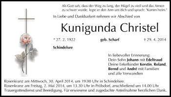 Anzeige von Kunigunda Christel von MGO