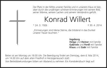 Anzeige von Konrad Willert von MGO