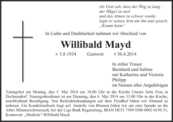 Anzeige von Willibald Mayd von MGO