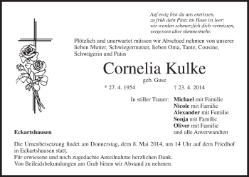 Anzeige von Cornelia Kulke von MGO