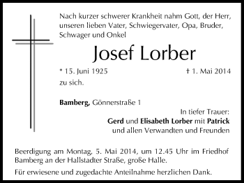 Anzeige von Josef Lorber von MGO