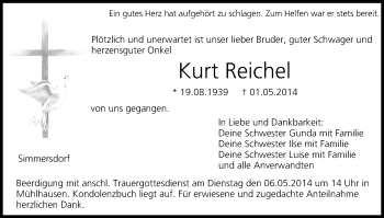 Anzeige von Kurt Reichel von MGO