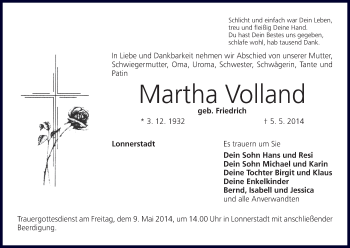 Anzeige von Martha Volland von MGO