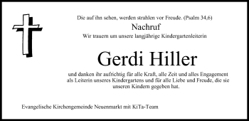 Anzeige von Gerdi Hiller von MGO