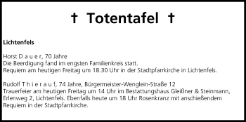 Anzeige von Totentafel 09.05.2014 von MGO