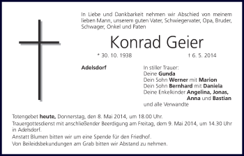 Anzeige von Konrad Geier von MGO