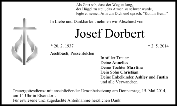 Anzeige von Josef Dorbert von MGO