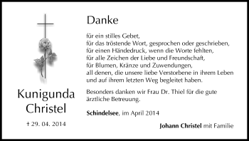 Anzeige von Kunigunda Christel von MGO