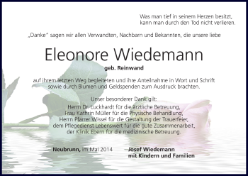 Anzeige von Eleonore Wiedemann von MGO