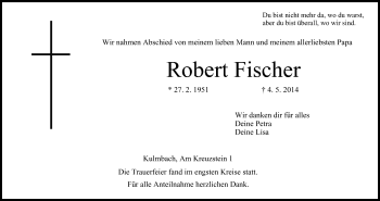 Anzeige von Robert Fischer von MGO