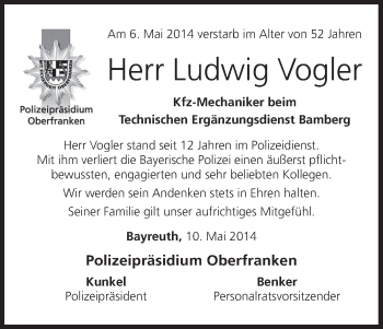 Anzeige von Ludwig Vogler von MGO