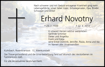 Anzeige von Erhard Novotny von MGO