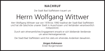 Anzeige von Wolfgang Wittwer von MGO
