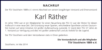Anzeige von Karl Räther von MGO