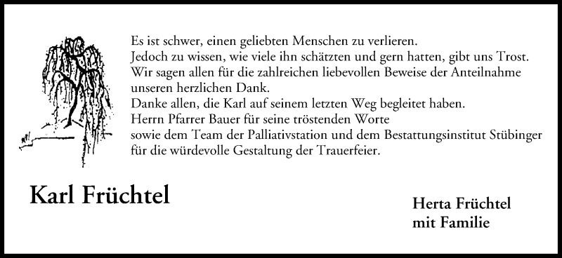  Traueranzeige für Karl Früchtel vom 17.05.2014 aus MGO