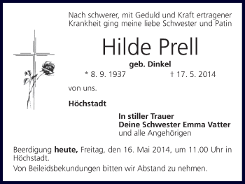 Anzeige von Hilde Prell von MGO