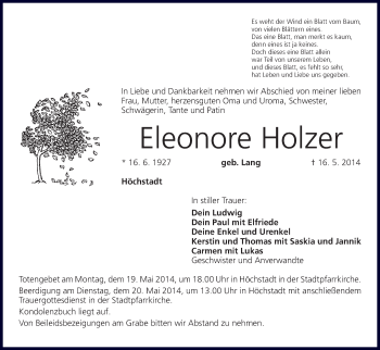 Anzeige von Eleonore Holzer von MGO