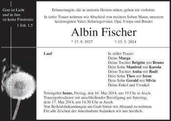 Anzeige von Albin Fischer von MGO