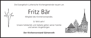 Anzeige von Fritz Bär von MGO