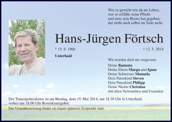 Anzeige von Hans-Jürgen Förtsch von MGO