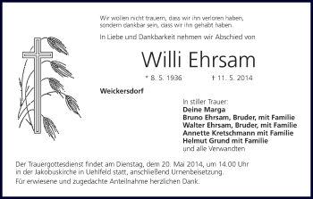 Anzeige von Willi Ehrsam von MGO