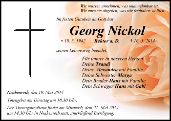 Anzeige von Georg Nickol von MGO