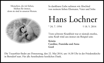 Anzeige von Hans Lochner von MGO