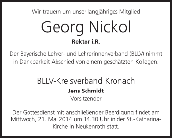 Anzeige von Georg Nickol von MGO