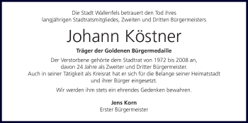 Anzeige von Johann Köstner von MGO