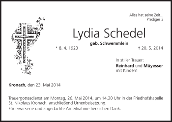 Anzeige von Lydia Schedel von MGO