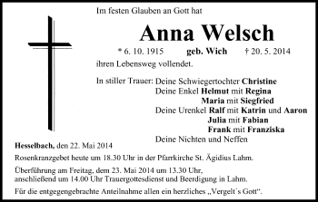 Anzeige von Anna Welsch von MGO