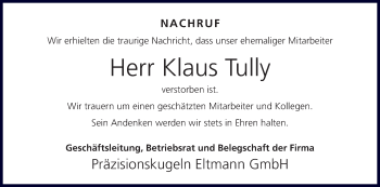 Anzeige von Klaus Tully von MGO