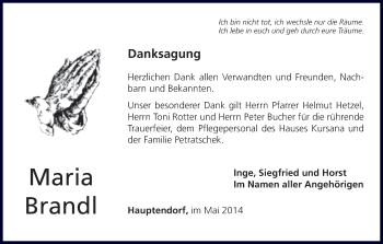 Anzeige von Maria Brandl von MGO