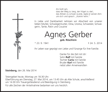 Anzeige von Agnes Gerber von MGO