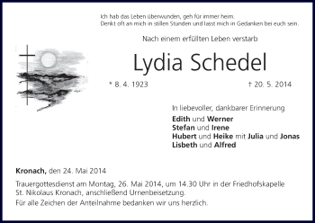 Anzeige von Lydia Schedel von MGO