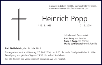 Anzeige von Heinrich Popp von MGO