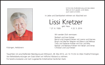 Anzeige von Lissi Kretzer von MGO