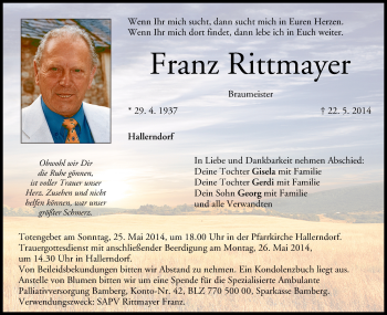 Anzeige von Franz Rittmayer von MGO