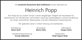 Anzeige von Heinrich Popp von MGO