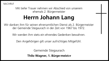 Anzeige von Johann Lang von MGO