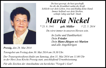 Anzeige von Maria Nickel von MGO