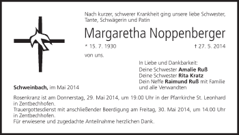 Anzeige von Margaretha Noppenberger von MGO