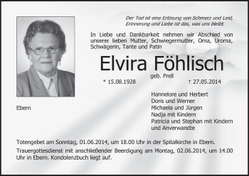 Anzeige von Elvira Föhlisch von MGO