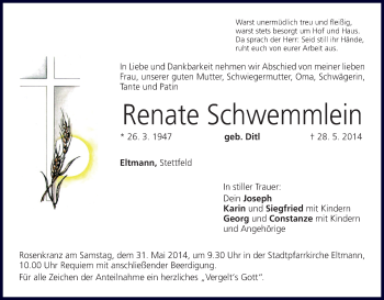 Anzeige von Renate Schwemmlein von MGO